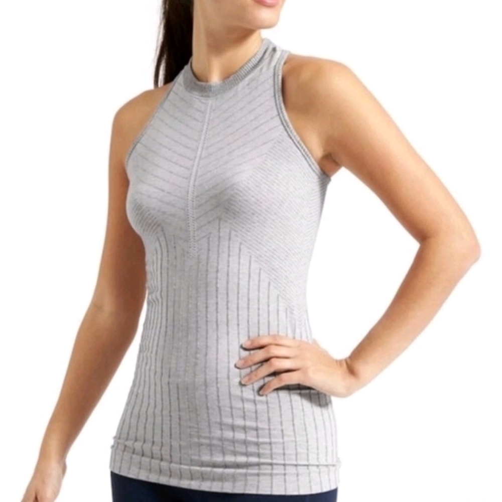 EUC Athleta Sojourn Tank High Neck Gray Textured Tank Top Size XS